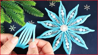 ❄ 3D Снежинка из фоамирана и бусин ❄🎄 Snowflake Christmas Decorations