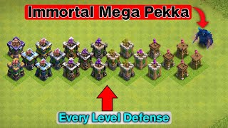 Immortal Mega Pekka VS Every Level Defense | Clash Of Clans