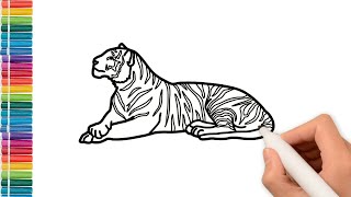 Draw a tiger step by step. Animals for children