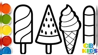 HOW TO DRAW ICE CREAM. DRAWING. COLOR AND PAINTING FOR CHILDREN AND TODDLERS, МОРОЖЕНОЕ РИСОВАНИЕ