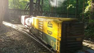 Erie 2938 around the pond and climbing the trestle at Michigan Central Railroad September 2022