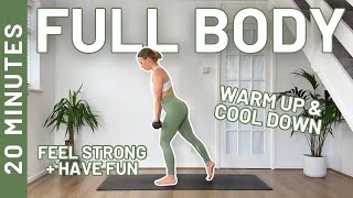 20 MIN FULL BODY WORKOUT - with weights / no repeats, low impact