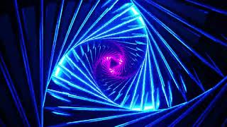 4K Animation. VJ Loop. Flight Through a Neon Triangle Tunnel. Infinitely looped animation