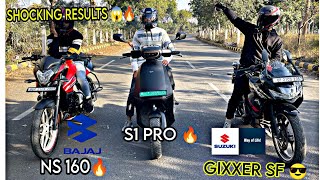 ELECTRIC SCOOTER KA BAAP OLA 💥 VS GIXXER SF 155 VS PULSAR NS160 💥 |  DRAG RACE 😈🔥