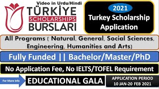 Turkiye Burslari 2021 || Turkey Scholarships 2021-Fully Funded.