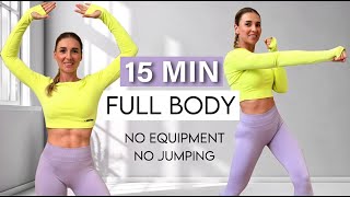 15 MIN FULL BODY workout at home - No Repeat, No Jumping, No Equipment, with breaks, Burn Calories