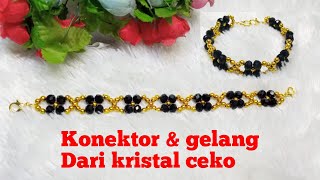 Konektor masker kristal ceko/konektor dan gelang dari kristal ceko