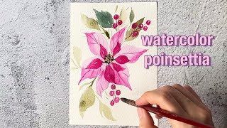 Easy Watercolor Poinsettia For Beginners | Christmas card | Paint With Me