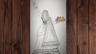 A traditional girl celebrating Holi drawing||holi pencil drawing||