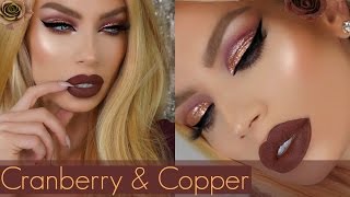 Cranberry & Copper Makeup Tutorial | Huda Beauty Liquid Lipstick