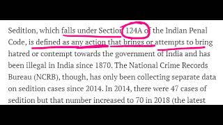 SEDITION LAW 124 A IPC DEFINATION