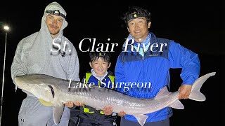 Lake Sturgeon Fishing in St.Clair river 8/3/2023 and memory with Garrett for 3 years