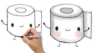 🤍💗 Comment dessiner un rouleau de papier toilette kawaii - DESSINS KAWAII POUR ENFANTS