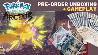 POKEMON CENTER UNBOXING: Pokemon Legends Arceus Pre-Order with Art Book + Fan!