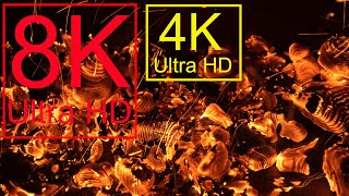 8K Burning coal | Relax for sleep | Crackling fire | Bonfire | Flame | Тлеющие угли 8К | Релакс 4K