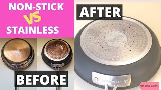 How To Clean Stainless Steel Pan Vs Non-Stick Pan (Florence Straka)