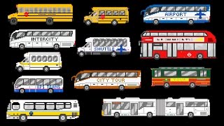 Buses - Street Vehicles - The Wheels on the Bus - The Kids' Picture Show (Fun & Educational)