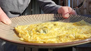 Spinach, Jalapeno Omelet Cooked | Black Stone Griddle