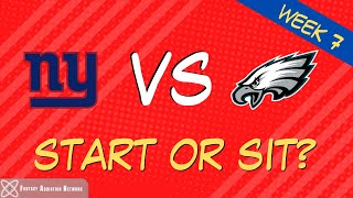 Fantasy Football Start Sit Giants vs Eagles - WEEK 7 GAME PREVIEW