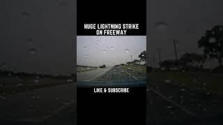 Huge Lightning Strike on Freeway! Dash Cam ⚡