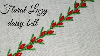 Floral Lazy daisy Stitch bell embroidery design by Discover Embroidery