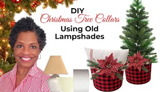 DIY Christmas Tree Collars For Skinny Christmas Trees & More Using LAMPSHADES - A Viral Idea!