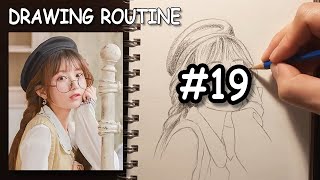 Learning how to draw a cute girl with the Loomis Method, step by step - Drawing Routine #19