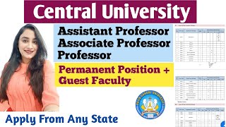 Central University Recruitment | assistant professor vacancy 2023 | associate | Professor