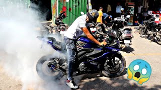 Yamaha R15 v3 Burnout | almost gone wrong