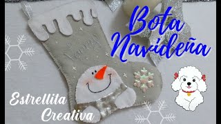 Bota navideña (muñeco de nieve) tutorial con moldes.