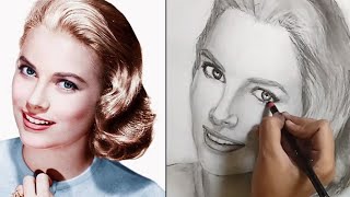 How to draw human faces - Loomis method - Grace Kelly - Aleezay da Vinci - Charcoal - Aleeza Atif.