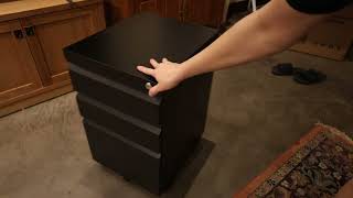 MIIIKO File Cabinet 3 Drawers on Wheels Under Desk, Black Metal Rolling with Lock for Home Office