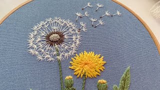 Thêu hoa bồ công anh Dandelion Embroidery