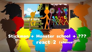 Stickman + Monster school + ??? react to Animation vs Minecraft Ep 30 / P2 Final! (+bonus) / GCRV