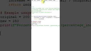 python program to calculate percentage increase #pythontutor #phython #python