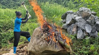 so terrible: how could she break such a huge rock |tiny family