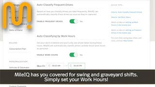 MileIQ Tutorial - How to set Work Hours on the Web Dashboard