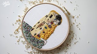 [SUB CC] 클림트의 키스, 반짝이는 비즈 프랑스 자수 Gustav Klimt The Kiss, Hand Embroidery