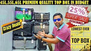 45L 55L 65L HIGH QUALITY ALUMINUM TOP BOX & 38L PANNIERS IN BEST BUDGET | 25% ADDITIONAL DISCOUNT 🤩