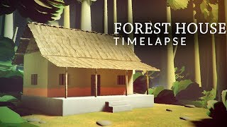 Blender 2.8 Timelapse | Lowpoly Forest House eevee realtime rendering & modelling..