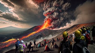 Horrifying Live Footage: Mount Etna ERUPTS While Climbing the Peak Tourists Trapped!