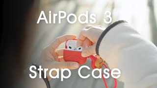 Non-dropping and elastic design prevent the lid from losing【AirPods 3 Strap Case】