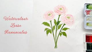 Watercolour Loose Ranunculus Painting