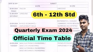 🔴6th - 12th Std quarterly exam time table 2024 tamil nadu | 9th 10th 11th 12th quarterly time table