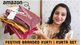 Amazon Festive Kurti, Kurta Pant Dupatta, Co-ord Set Haul | Latest Stylish Embroidered Partywear