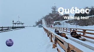 Heavy Snowfall ❄| Château Frontenac | Terrasse Dufferin | Quebec city walking tour winter 2024 [UHD]