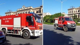 passaggio iveco daily sherpa AIB + ABP BULL vigili del fuoco in sirena squadra boschiva