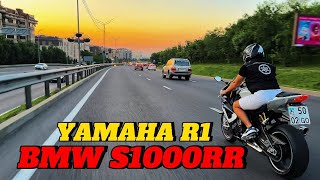 YAMAHA R1 VS BMW S1000RR. ПОКАТУШКИ ПО ВЕЧЕРНЕЙ АЛМАТЕ, ДОРОГА НА БАКАД.