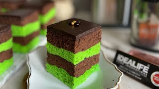 BOLU LAPIS COKLAT PANDAN NO BAKE INI FAVORIT KRN LEMBUT BANGET, COOK W/ IDEALIFE