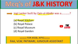 MCQ'S OF J&K HISTORY #JKSSB_EXAMS/ PART 1